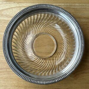 Antique Webster Company‎ 1705 Sterling Silver Trim Crystal Dish 5.75" Diameter